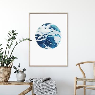 China Abstract Custom Print and Framed Sea Painting with Frame Minimalist Housewarming Art Gift for sale