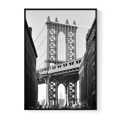 China Art Deco Home Decor Wall Manhattan Bridge Framed Black And White Printable Art Print New York City Scene Picture Wall Wall Art for sale