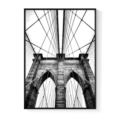 China Art Deco Pictures Architecture Brooklyn Bridge Painting With Frame for sale