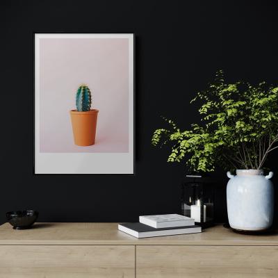 China Abstract Custom Frames For Print Cactus Painting With Frame Wall Art Green Plant Botanical Wall Decor for sale