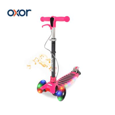 China Kid Children Play Platform 3 Wheel LED Music Kick Scooter Hand Brake with LED Turn Signal Wheel for sale