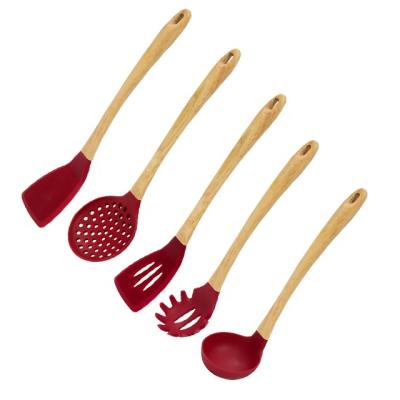 China 2020 Viable Multifunctional Wooden Silicone Kitchen Tool Kit Home Kitchen Tools Silicone Set Of Handle for sale