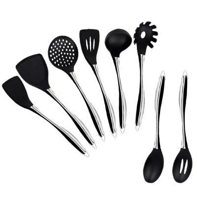 China Viable Viable Silicone Kitchenware Kitchen Tools With Non Stick Stainless Steel Handle Stick Cookware Set for sale