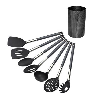 China Durable Plastic Kitchenware Utensils Suppliers Nylon Utensil Set Stainless Steel Cookware Kitchen Products for sale