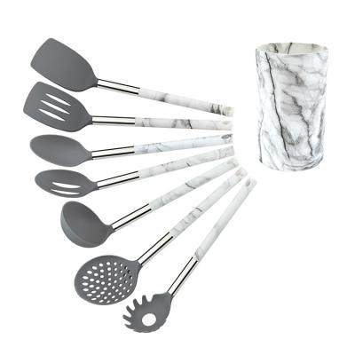 China 2020 Hot Sale Kitchenware Durable Marbling Nylon Utensils Cooking Non Stick Kitchen Set Tool Kit for sale