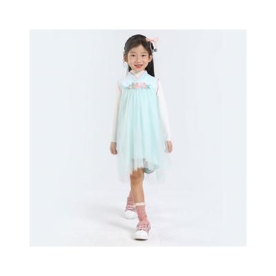 China Breathable Kids Dresses With Jacket Girl Cotton Embroidered Breathable Dress Chinese Summer Polyester/Cotton Sleeveless Chinese Style for sale