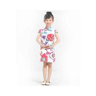 China Wholesale Chinese Style Flower Child Cheongsam Girl Qipao Dress 110-120-130-140-150-160 for sale