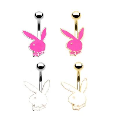 China Casual/Sporty Fashion Cutting Navel Piercing Ring Body Jewelry Stainless Steel Party Gift Rabbit Animal Navel Piercing Rings No Rust for sale