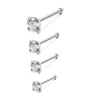 China Popular Gift Piercing CZ Single Diamond Nose Piercing Studs Rings BOHEMIA Fashion Zircon Nose Stud Body Jewelry Stainless Steel for sale