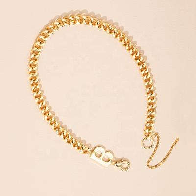 China Environmentally Friendly Wholesale Women Hip Hop Bulk Gold Filled Necklace Chain Alphabet B Chain Letter B Chunky Cuban Jewleryfor Women for sale