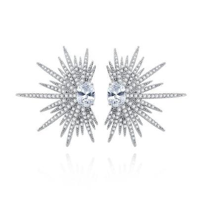 China Anti-Allergy Women's Hot Selling Luxury CZ Zircon Star Platinum Plated S 925 Stud Earring for sale