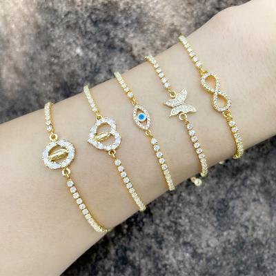 China 2021 ZIRCON BRACELET Graceful Demon Eye Madonna Butterfly 18k Gold COMPACT Bangle Bracelets for sale