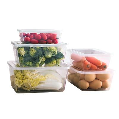 China Transparent Freshness Preservation Stackable Container Refrigerator Organizer Kitchen Fruit Food Storage Box Set for sale