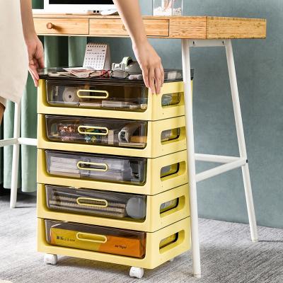 China Save Space Plastic Storage Drawer Cabinet Organizer / Home Office Storage Rolling Trolley Eco-friendly Trolley for sale