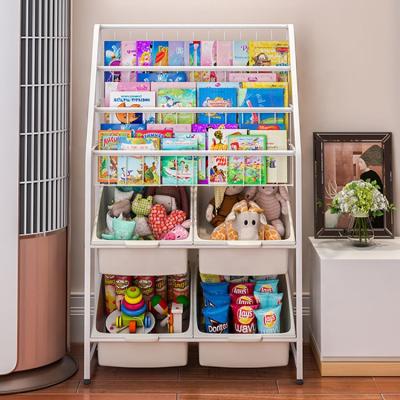 China Modern Metal Kids Toy Storage Rack Children Bookshelf Kids Book Holder Organizer for sale