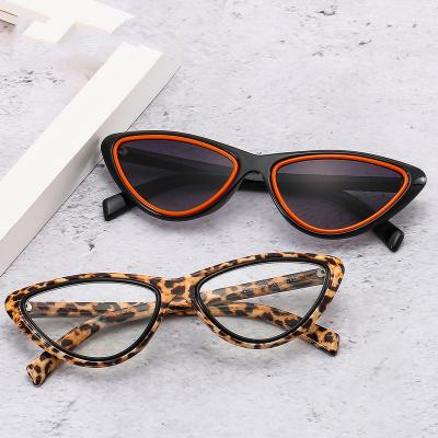 China 2022 Newest Vintage Anti UV400 Retro Small Cat Eye Women Sunglasses Trendy INS Leopard Fashion Optical Glasses for sale