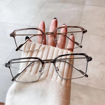 China Lmamba Anti-blue Glasses To Block Blue Light Men Women Optical Frame Square Fashion Decor Rivet Glasses Clear Frame for sale