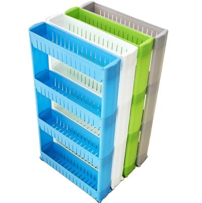 China New Product PP Colorful Plastic Kitchen Shelf Narrow Space Storage Rack With Wheels for sale