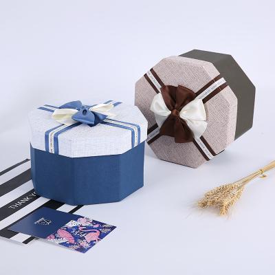 China Hot-selling Recyclable Box Octagon Packaging Box Cosmetic Paper Gift Box With Bow for sale