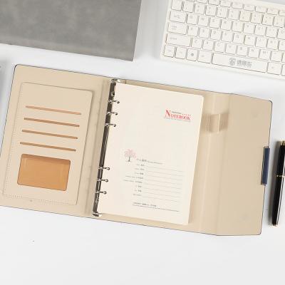 China Creative Three-Folding Notebook PU Business A5 Office Meeting Printed Leather Notebook for sale