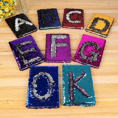 China Creative School Dairy Wholesale Glitter Design Letter Factory Sequin A5 Paper Notebook for sale