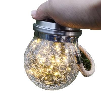 China Garden Design Cracked Glass Household Decorative Solar Hanging Light For Holiday for sale