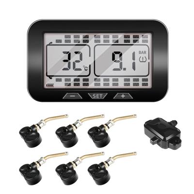 China Supplier Wholesale Automatic Wireless Truck TPMS Tire Pressure Monitoring System With 6 External Sensors Can Match Up To 22 Universal Tires for sale