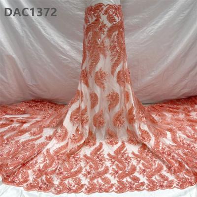 China Elastic Embroidery High Quality French Order Net Sequin Fabric Lace for sale