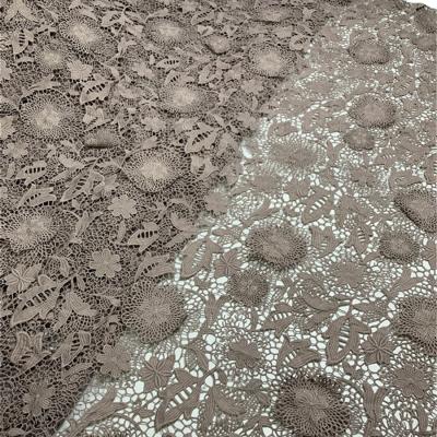 China Latest Design African Guipure Cord Lace Fabric 2021 Elastic 5 Yards Lace Material For Nigerian Wedding for sale