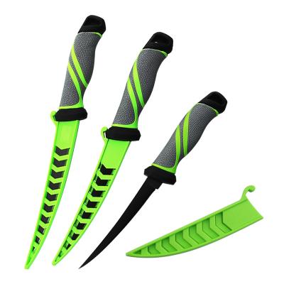 China Non-variable handle Wholesale Sharp Green Solid Golf Knife Fish Cutting Blade Stainless Steel Handle Fishing Net Knife Leather Set for sale