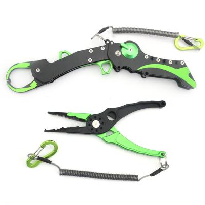 China Portable Green Folding Fishing Line Scissors Fishing Control Fishing Pliers Cutters Hook Remover Set for sale