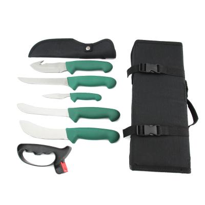 China Stainless Steel Blades Outdoor Tool 6Pcs Color Set Outdoor Survival Camping Tool Five Fixed Kinds Hunting With Nylon Bag Hunting Knife for sale