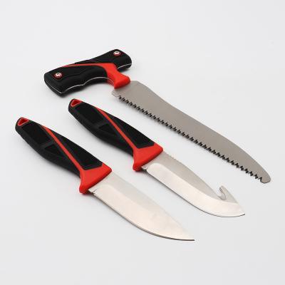 China new design 3Cr13 outdoor survival saw Bushcraft set with Carry Nylon Sleeve Hunting Knife for sale