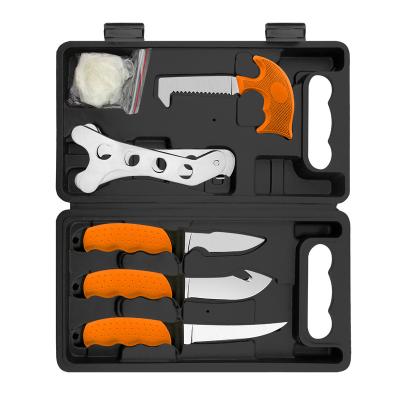 China Durable Outdoor 6PCS Satin Finished Stainless Steel Blades Hunting Knife Tool Kit for sale