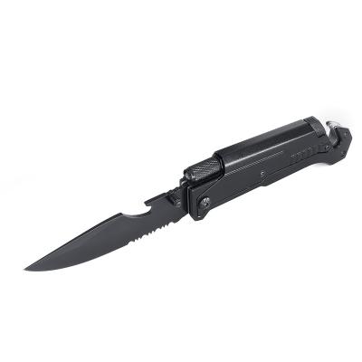 China Lightweight Outdoor Multifunctional Folding Survive Knife With LED Light Starter/Cutter/Belt Fire Survival Knife Hunting Knife for sale