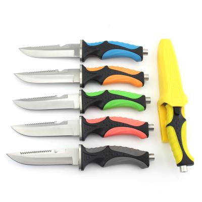 China New Design 6 Colors Durable Surface Stainless Steel Blade Diving Knife With Plastic Handle for sale