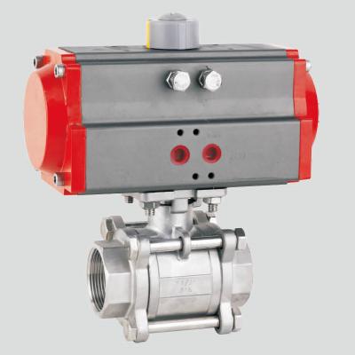 China Pneumatic Actuator Stainless Steel Thread 3 Way Ball Valve Stainless Steel Air Control General Female Acting Double Actuator for sale