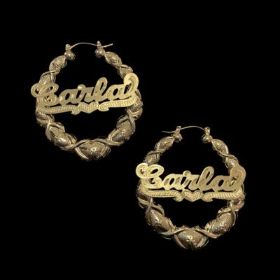 China Hiphop hot sale nc wind border alloy carved custom name earrings xoxo bamboo custom earrings zu verkaufen