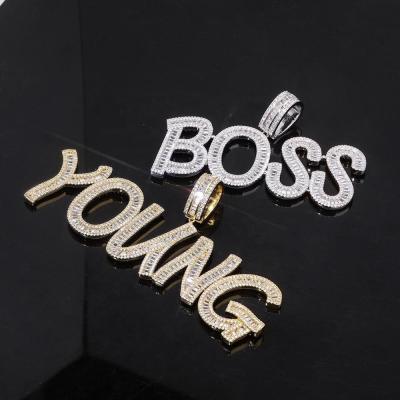 China Custom Hiphop Name Wand Letters Iced Out Zircon Hip Hop Jewelry Charms Pendants Necklaces Chains Mens With Gold Silver en venta