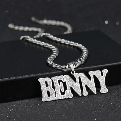 China FASHIONABLE wholesale custom made stainless steel pendant design name letter women 18k gold diy zircon necklaces Te koop