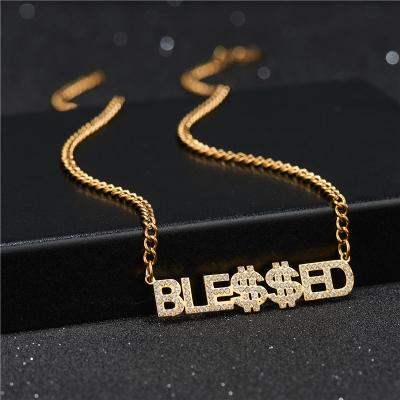 Chine Trendy Custom Fashion Zircon Letters Stainless Steel Jewelry Ice Calling Letter-Chain Women Girls Pendant à vendre