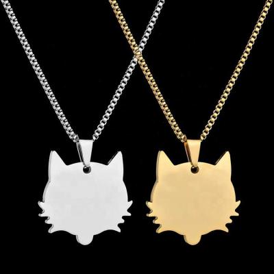 China High Quality Stainless Steel Jewelry Personalized Custom Laser Engraving Cat Shape Pendant Necklace For Women Men Party Gift for sale