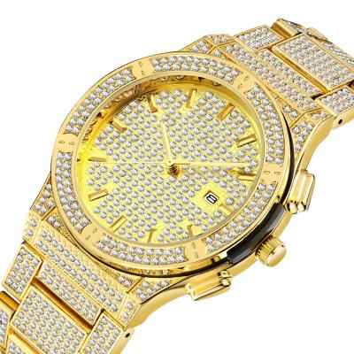 China New Men's Day/Date Superior Chinese Wholesale Witch Design Diamond Watch New Classic Bling Waterproof Wristwatches Luxury Iced Out Watches Te koop