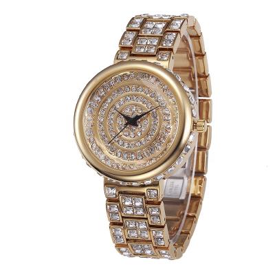 China New 2021 Day/Date Ladies Watches Luxury Silver Gold Waterproof Women's Gift Top Brand For Women Hip Hop Quartz Watches Bling Bling Watch for sale