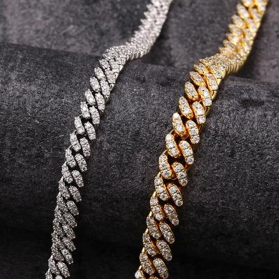 中国 Hiphop 2021 New 925 Vermeil Iced Out Diamonds Moissanite Necklace 1 Row Necklaces Bracelet Hip Hop Silver Cuban Chain Men Women 販売のため