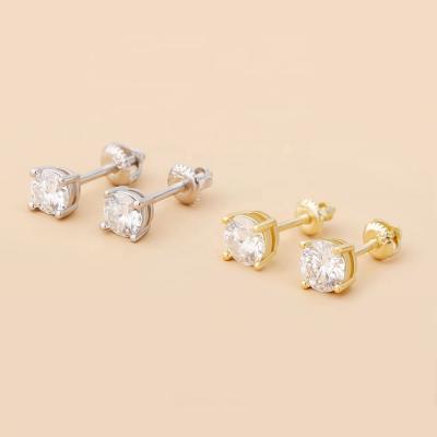 中国 Hiphop Color VVS1 Moissanite 925 Stud Earrings 3/4/5mm Stud Earrings 925 Sterling Silver 925 Silver Jewelry New D 販売のため