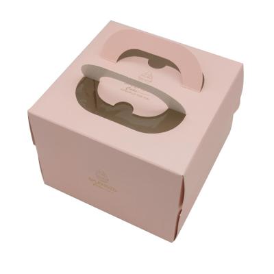 China Best selling recycled materials 8 inch cake box carrier eco paper 400g cardboard folded birthday cake box price for sale