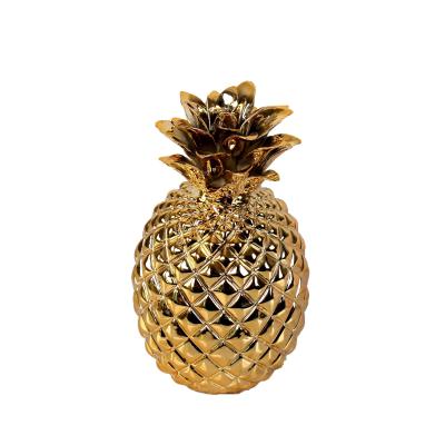 China 2019 new modern simple design gold plated ceramic pineapple for home decoration for sale