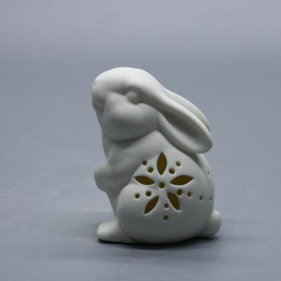 China China Ceramic Crafts Traditional Easter Bunny Rabbit Sitting Statues For Decor for sale