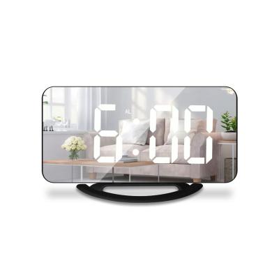 China 12/24 Hour Display+Snooze+alarm+mirror Top Amazon Selling Analog-Digital Automatic Light-Sensitive Table Wall Desk Clocks Digital And Home Decoration Synchronizes Mirror Clock for sale